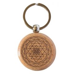 Bild von Schlüsselanhänger Shri Yantra Buchenholz/Edelstahl 4cm