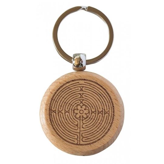 Image sur Schlüsselanhänger Labyrinth Chartes Buchenholz/Edelstahl 4cm