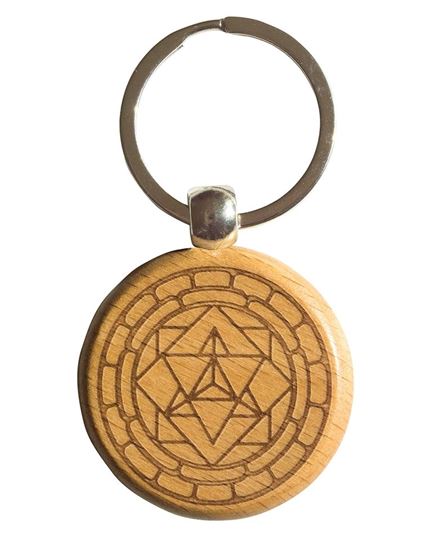 Bild von Schlüsselanhänger Merkabah Buchenholz/Edelstahl 4cm