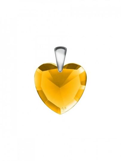 Picture of LichtWesen FLOW Herzkristall gold mit Lotus und Silberclip