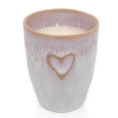 Picture of Stoneware Kerze im Becher polarweiss Herz