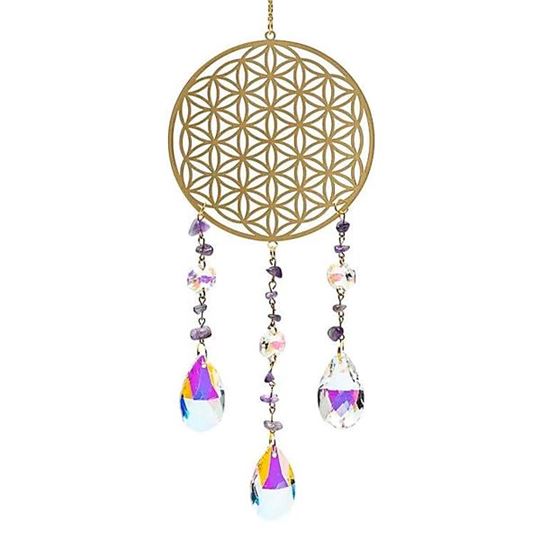 Immagine di Sonnenfänger mit Blume des Lebens und Amethyst