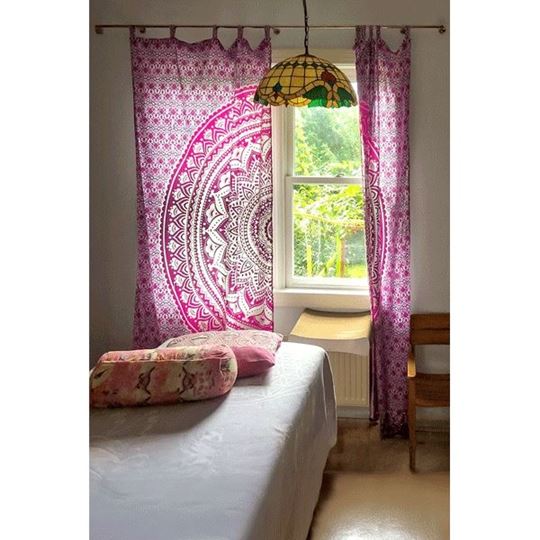 Image sur Vorhang Lila-Rosa Ombre Mandala, 2-teilig