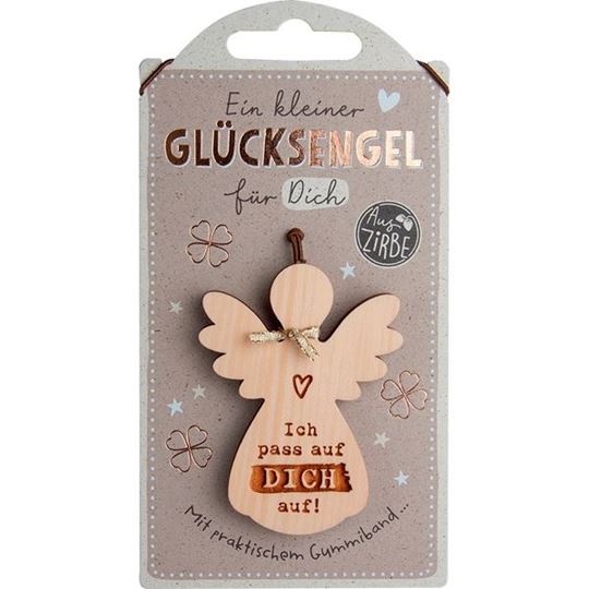 Image sur Kleine Zirbenholzfigur Ich pass auf dich auf!