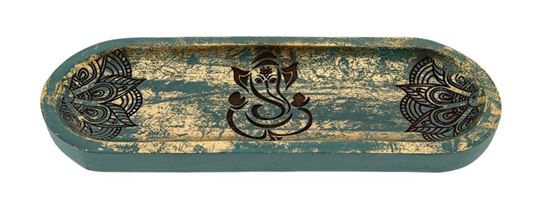Picture of Ganesha Räucherstäbchenhalter Türkis-Goldverzierung
