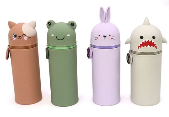 Immagine di Silikon Federmäppchen 12 Stk assortiert, Sweet Animals Hai, Katze, Hase, Frosch