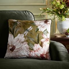 Immagine di Fiorella Olive Green 43x43cm - Kissenbezug OHNE Füllung