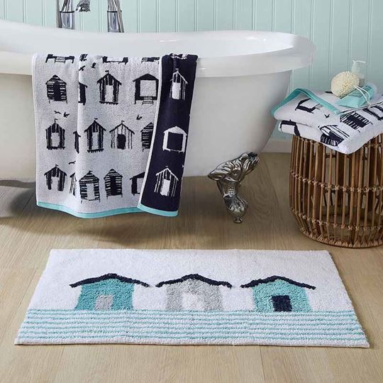 Picture of Beach Huts Blue Bath Mat