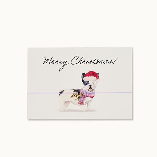 Bild von Armband-Karte: Merry Christmas French Bulldog - by vivi.