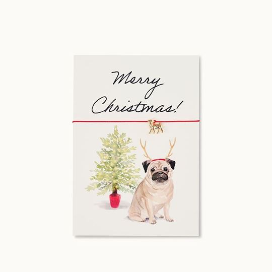 Bild von Armband-Karte: Merry Christmas Pug - by vivi.