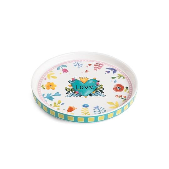 Bild von ROUND TRAY LOVE TURQUOISE DIAM. CM. 20