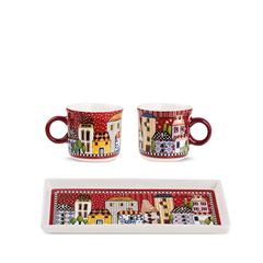 Bild von 2 PC MINI MUG WITH RECTANGULAR TRAY PAESE MIO RED SET
