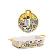 Bild von SET TRIVET AND BACKING DISH PAESE MIO YELLOW
