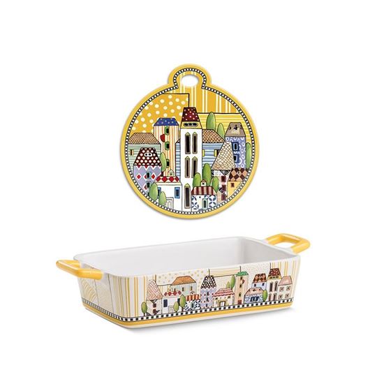 Bild von SET TRIVET AND BACKING DISH PAESE MIO YELLOW