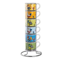 Bild von 6 PC STACKABLE ESPRESSO CUPS COCORICO' WITH METALRACK SET