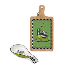 Bild von SET CHOPPING BOARD AND LADLE REST COCORICO' GREEN