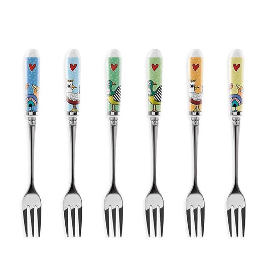 Bild von SET 6 DESSERT FORKS COCORICO'