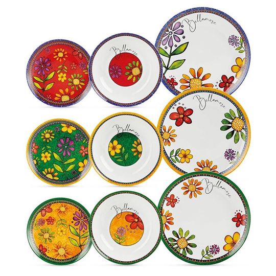 Image sur SET 18 PLATES BELLAMORE (SOUP, DINNER, DESSERT PLATES)