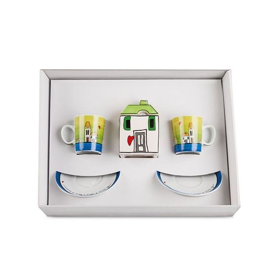 Bild von SET 2 COFFEE CUPS - SUGAR BOWL LE CASETTE GREEN
