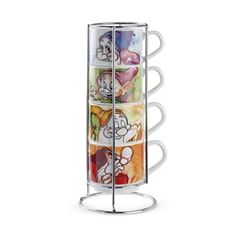 Image de SET 4 STACKABLE ESPRESSO CUPS 7 DWARFS + METALRACK ML 80