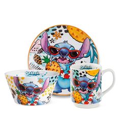 Bild von SET DESSERT PLATE+MUG+BOWL STITCH WHITE