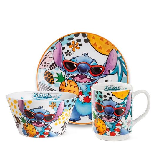 Bild von SET DESSERT PLATE+MUG+BOWL STITCH WHITE