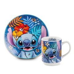 Bild von SET DESSERT PLATE+MUG STITCH BLUE