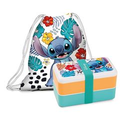 Bild von SET LUNCH BOX+STRING BAG STITCH WHITE