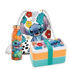 Bild von SET LUNCH BOX+WATER BOTTLE +STRING BAG STITCH BLUE