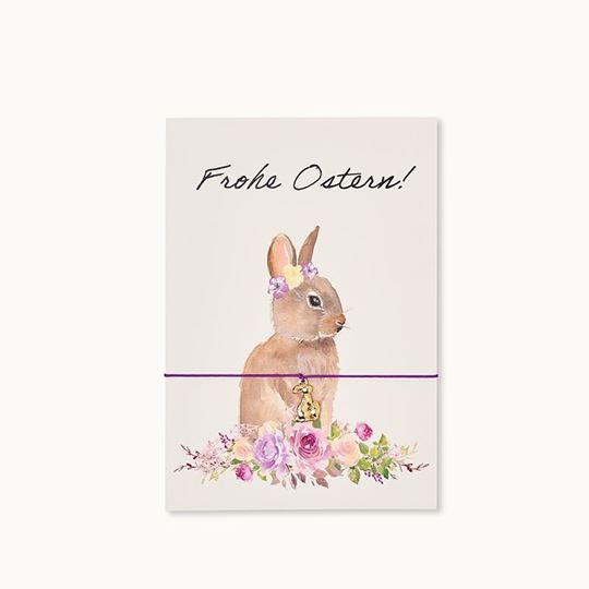 Bild von Armband-Karte: Frohe Ostern Hase in Blumen - by vivi.
