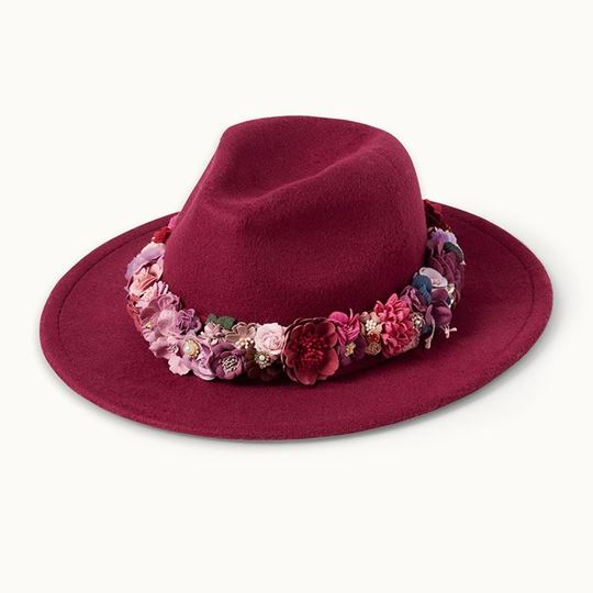 Bild von Hut mit Blumen Bordeaux  - by vivi.