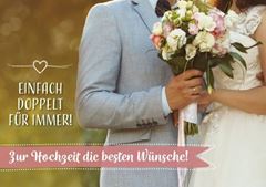 Bild von Zur Hochzeit die besten Wünsche!Einfach. Doppelt. Für immer! 6 Ex.