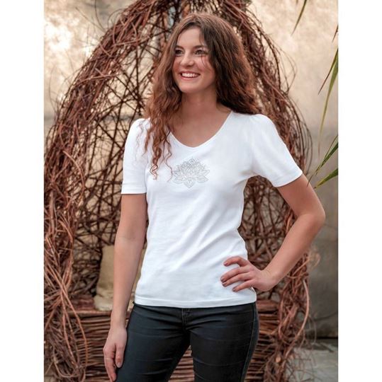 Image sur Shirt Lotus mit Raffärmeln von The Spirit of OM