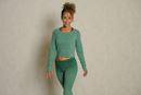 Picture of Longsleeve Crop Top - Bambus in grün von The Spirit of OM