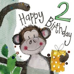 Immagine di 2 YEAR OLD MONKEY BIRTHDAY CARD