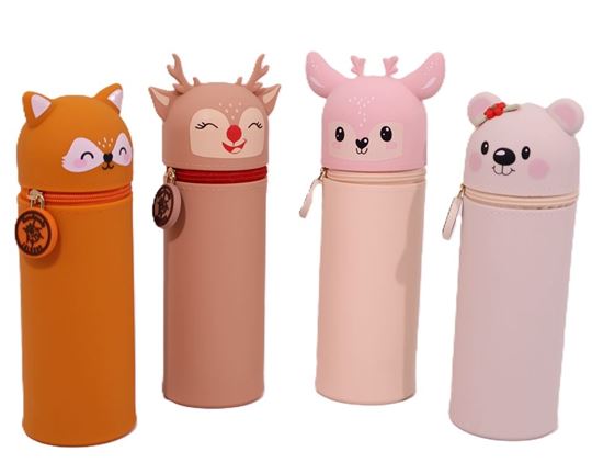 Bild von Silikon Federmäppchen Winter Animals 12 Stk assortiert, Bär, Fuchs, Rentier, Reh