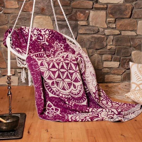 Image sur Plaid-Decke Blume des Lebens in beere von The Spirit of OM