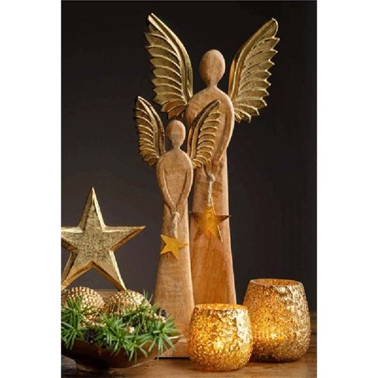 Picture of Holz-Engelfigur gross Golden Star, H ca. 45 cm