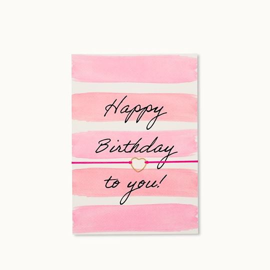 Bild von Armband-Karte: Happy Birthday Pink Stripes - by vivi.