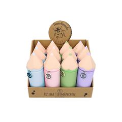 Bild von Silikon Federmäppchen Pastell  in Stiftform12 Stk assortiert, mit Saugnapf