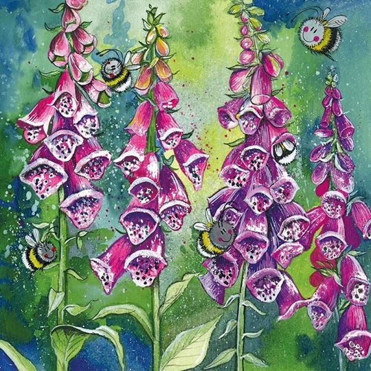 Picture of FOXGLOVES AND BEE BLANK CARD