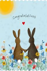 Bild von RABBITS AND WILD FLOWERS CONGRATULATIONS CARD