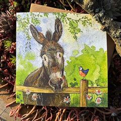 Bild von DONKEY AND BLUE TIT BLANK CARD