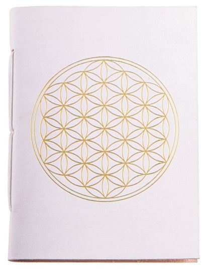 Bild von Schreibbuch mit Lebensblume weiss/gold