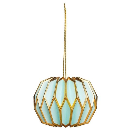 Bild von Papieranhänger 6 cm light blue & gold