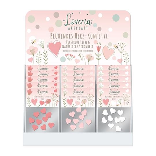 Bild von Display Samenkonfetti Herzen, 108 x Konfetti Tüte, 72x rot, 36x rosa