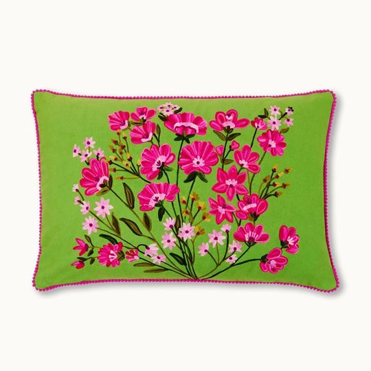 Bild von Kissen Blumen grün  mit Füllung - by vivi.