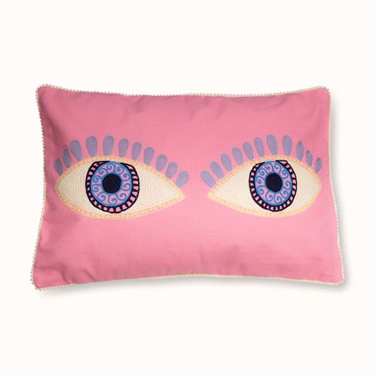 Bild von Kissen Pink Evil Eyes mit Füllung - by vivi.