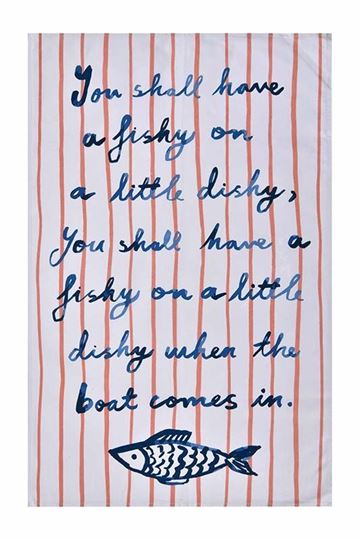 Immagine di Catch of the Day Stripe Tea Towel - Ulster Weavers