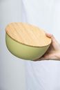 Picture of Schüssel mit Bambusdeckel PLAIN 18,5 cm lime